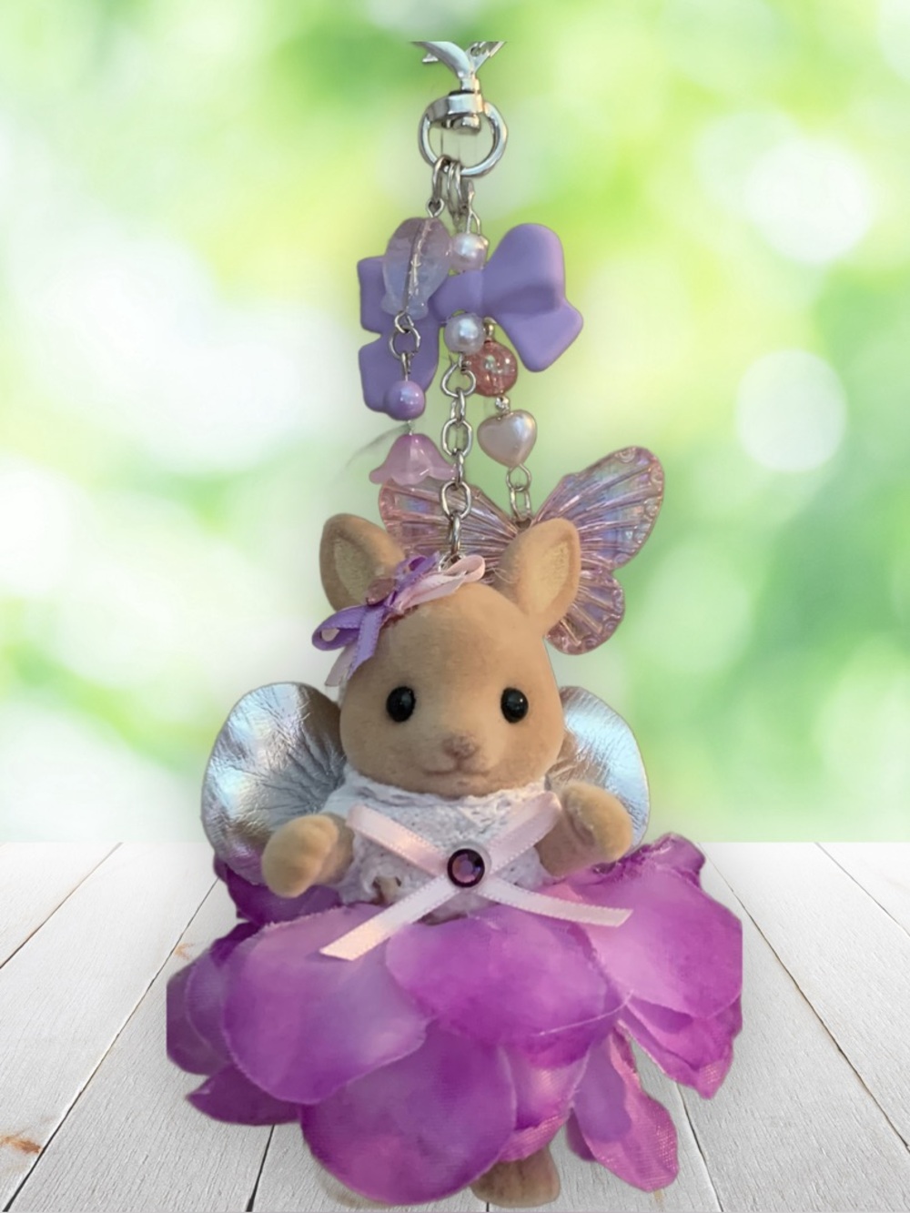 Calico Critters kangaroo Purple Fairy bag Charm Keychain